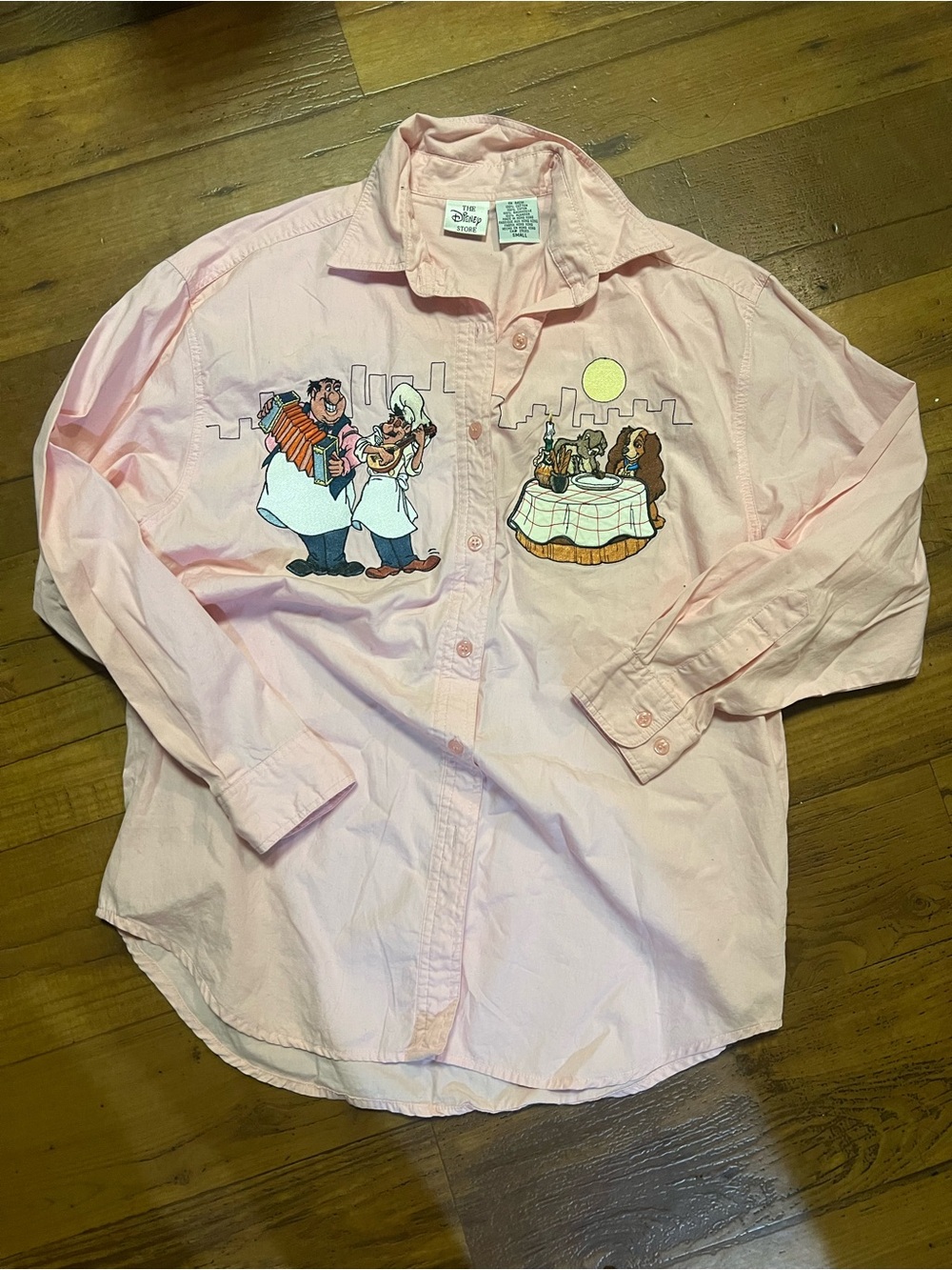 Vintage Disney Store lady In the tramp button  shirt color pink size small women